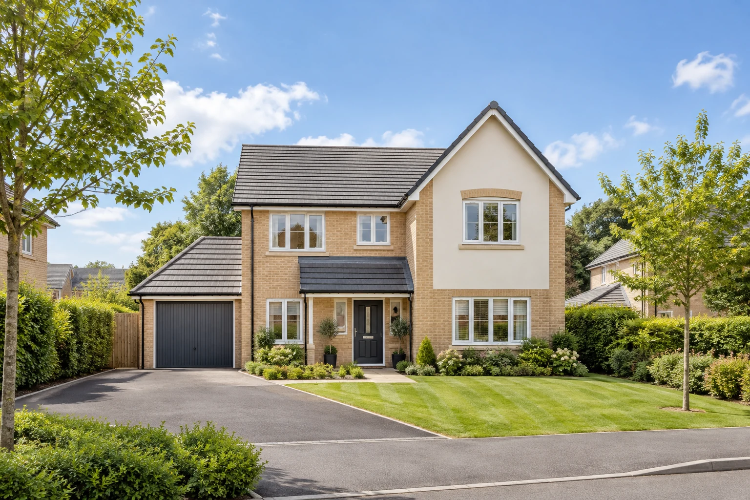 Representative detached family house in a leafy UK neighbourhood